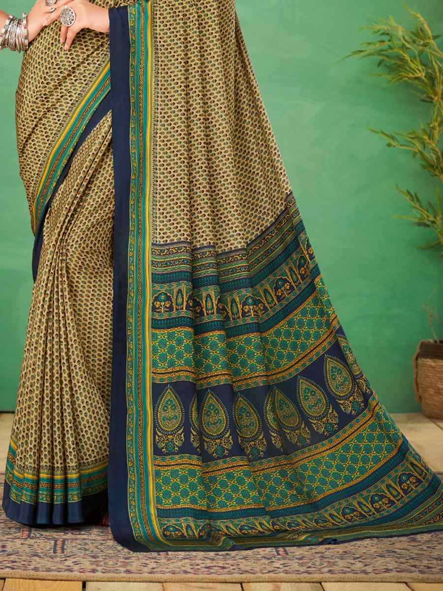 Multi Silk Crepe Printed Casual Festival Contemporary Saree
