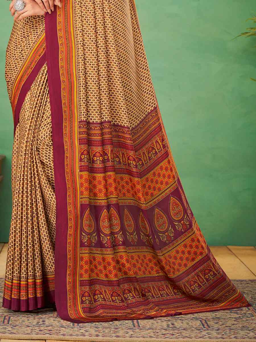 Multi Silk Crepe Printed Casual Festival Contemporary Saree