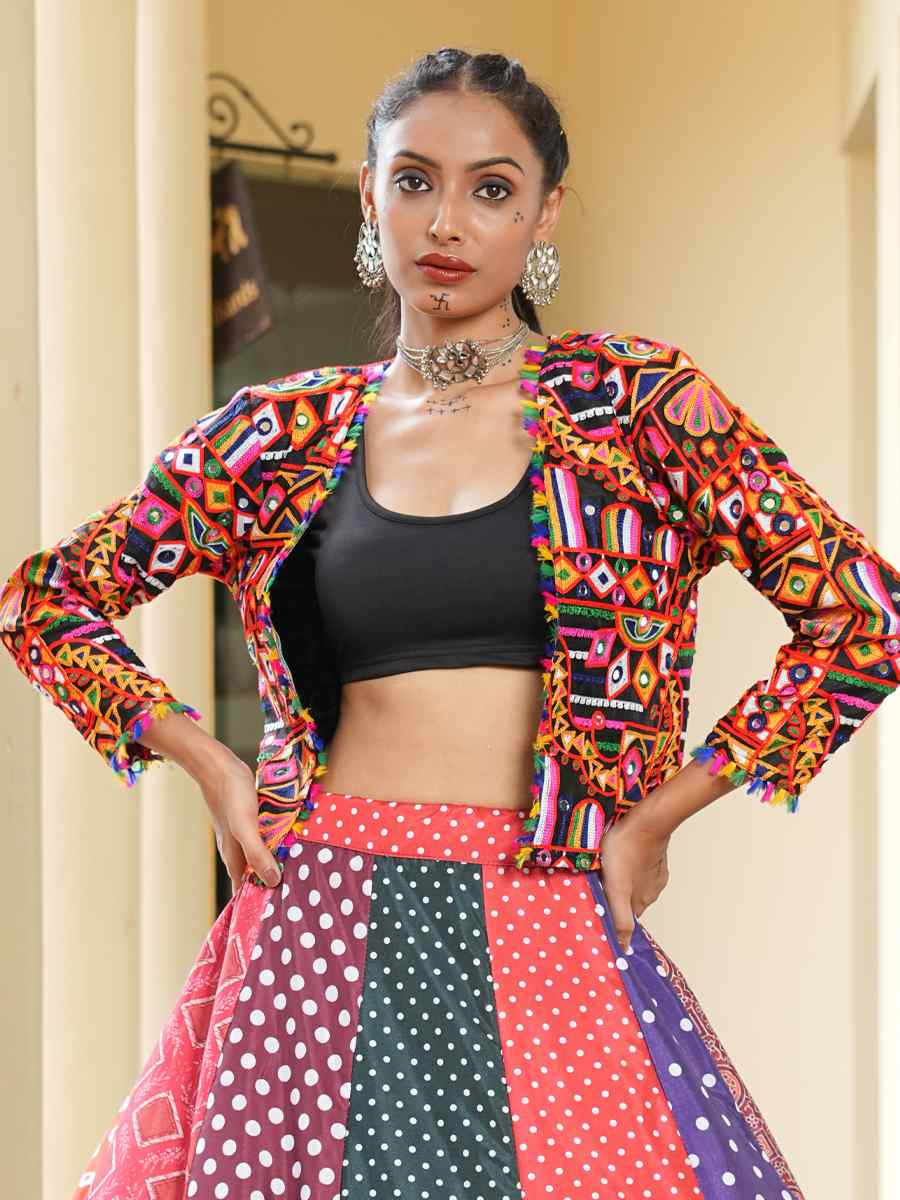 Multi Silk Crepe Printed Festival Traditional Lehenga Choli Kurti Lehenga Choli