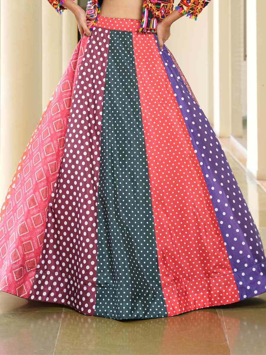 Multi Silk Crepe Printed Festival Traditional Lehenga Choli Kurti Lehenga Choli