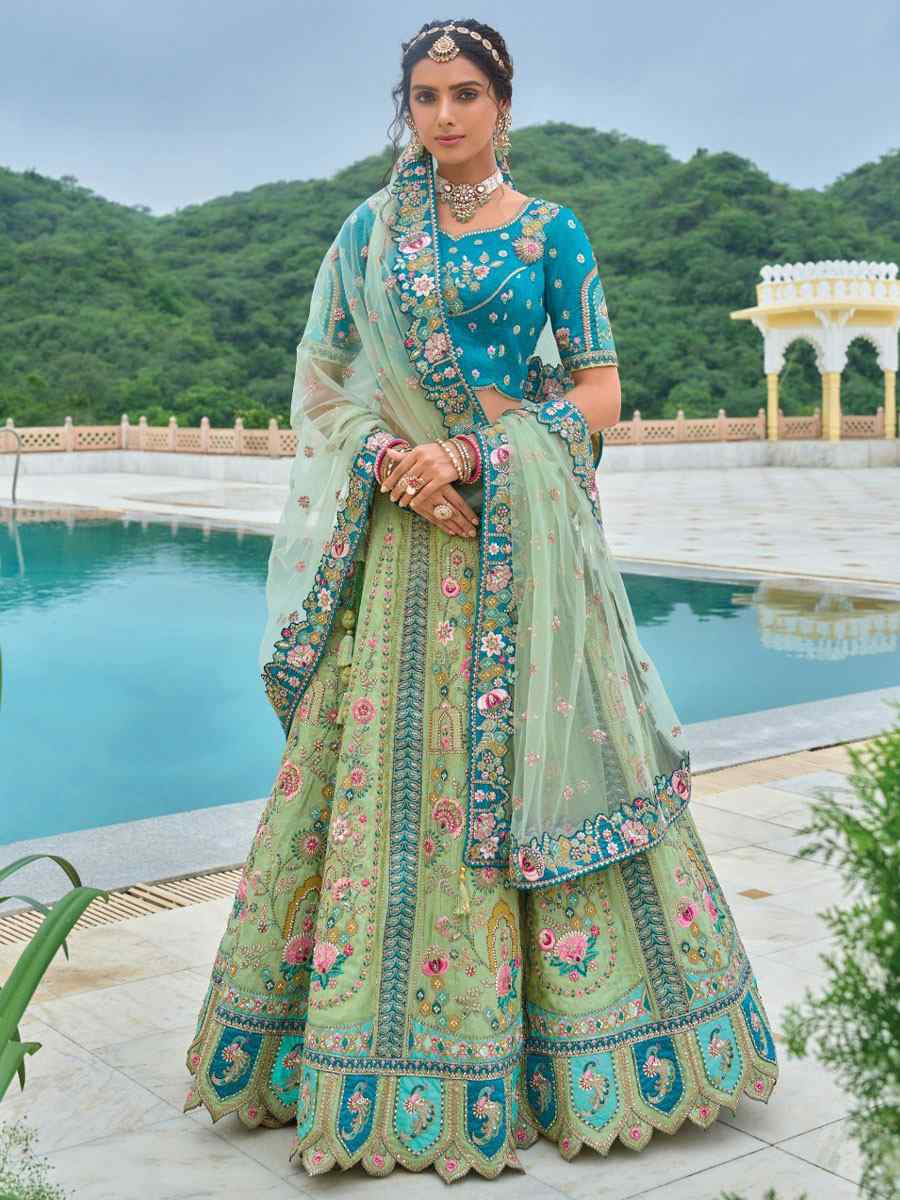 Multi Silk Embroidered Festival Reception Bridal Traditional Heavy Border Lehenga Choli