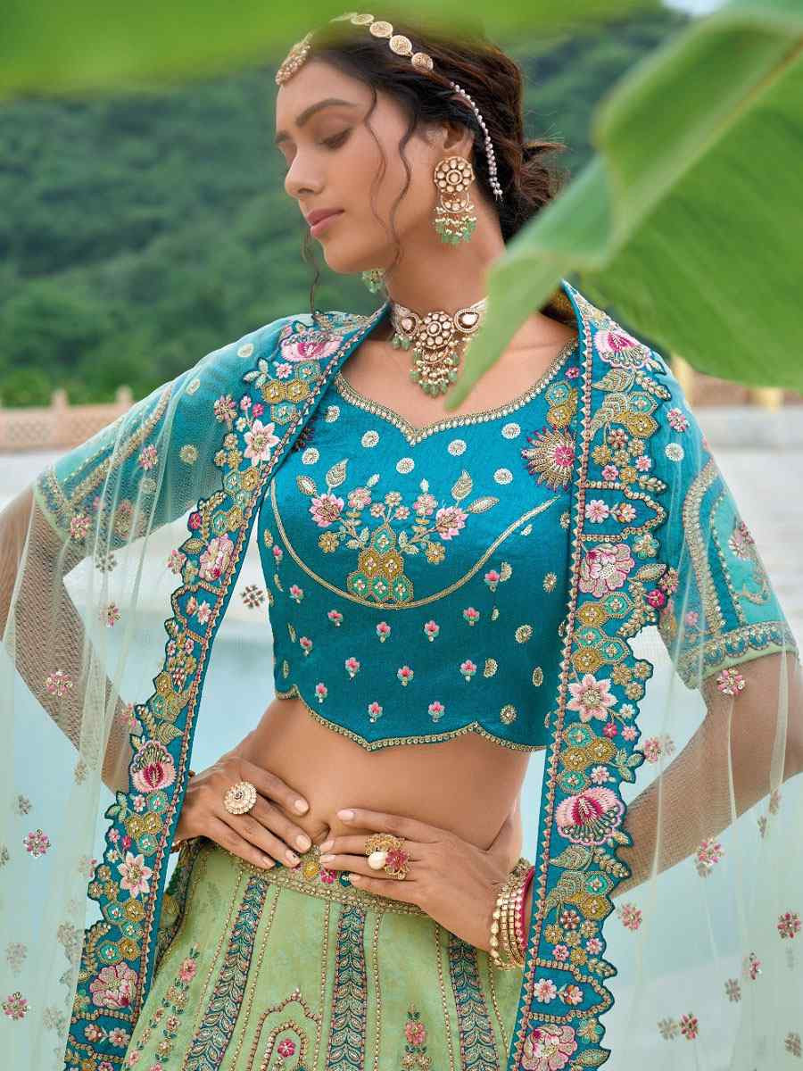 Multi Silk Embroidered Festival Reception Bridal Traditional Heavy Border Lehenga Choli