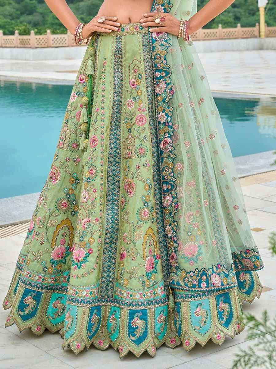 Multi Silk Embroidered Festival Reception Bridal Traditional Heavy Border Lehenga Choli