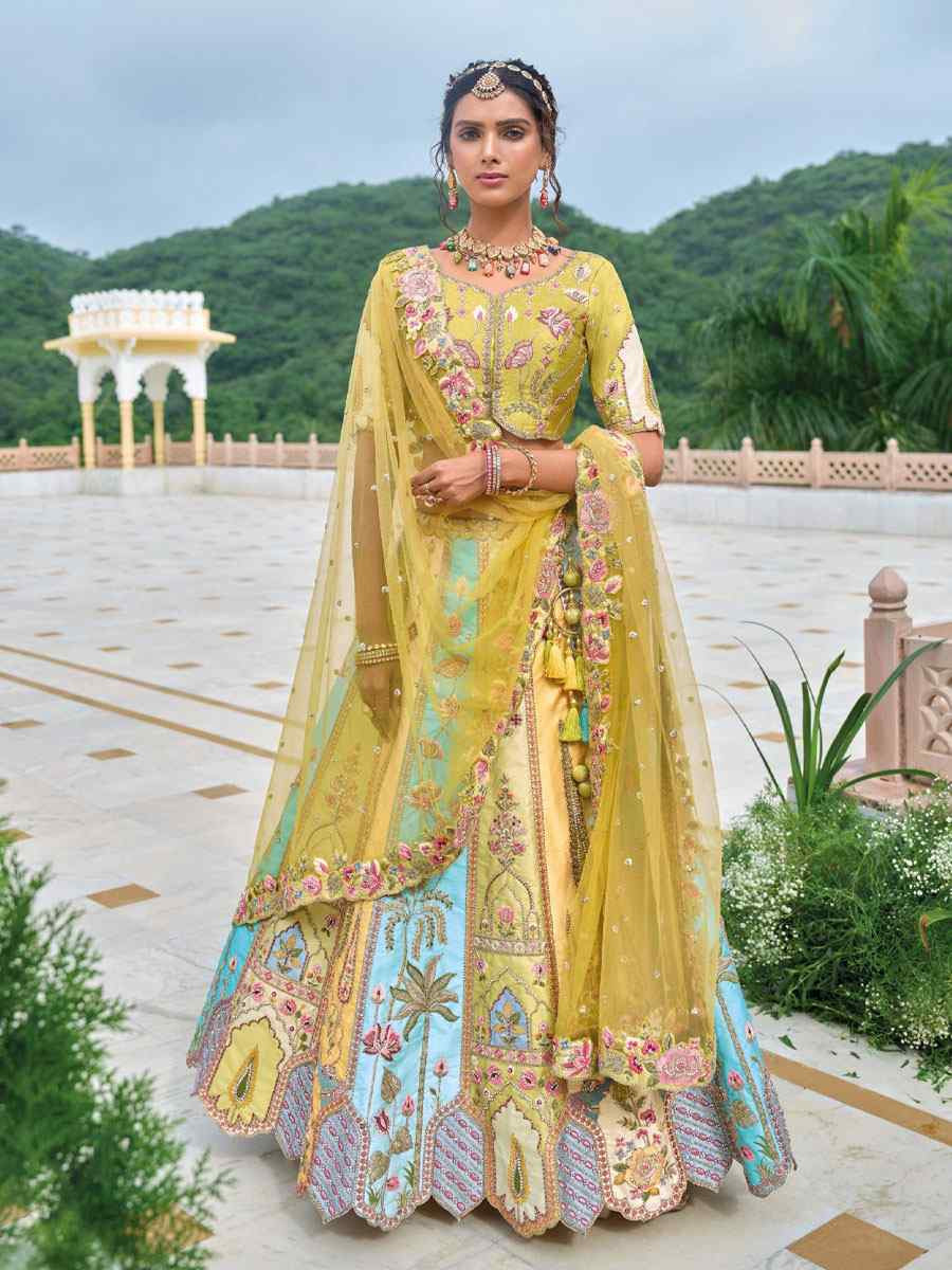 Multi Silk Embroidered Festival Reception Bridal Traditional Heavy Border Lehenga Choli
