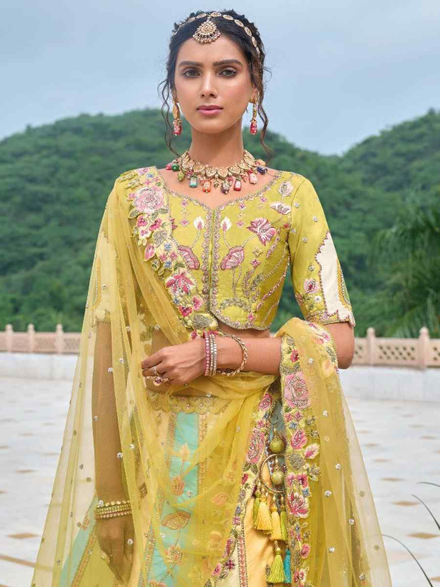 Multi Silk Embroidered Festival Reception Bridal Traditional Heavy Border Lehenga Choli