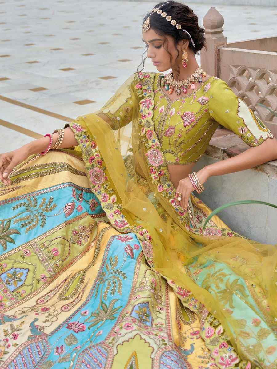 Multi Silk Embroidered Festival Reception Bridal Traditional Heavy Border Lehenga Choli