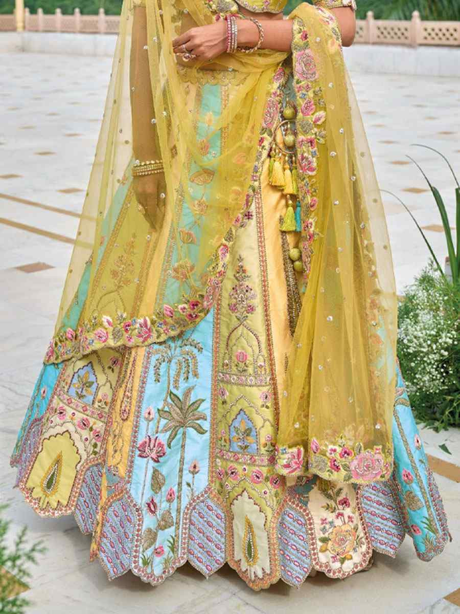 Multi Silk Embroidered Festival Reception Bridal Traditional Heavy Border Lehenga Choli