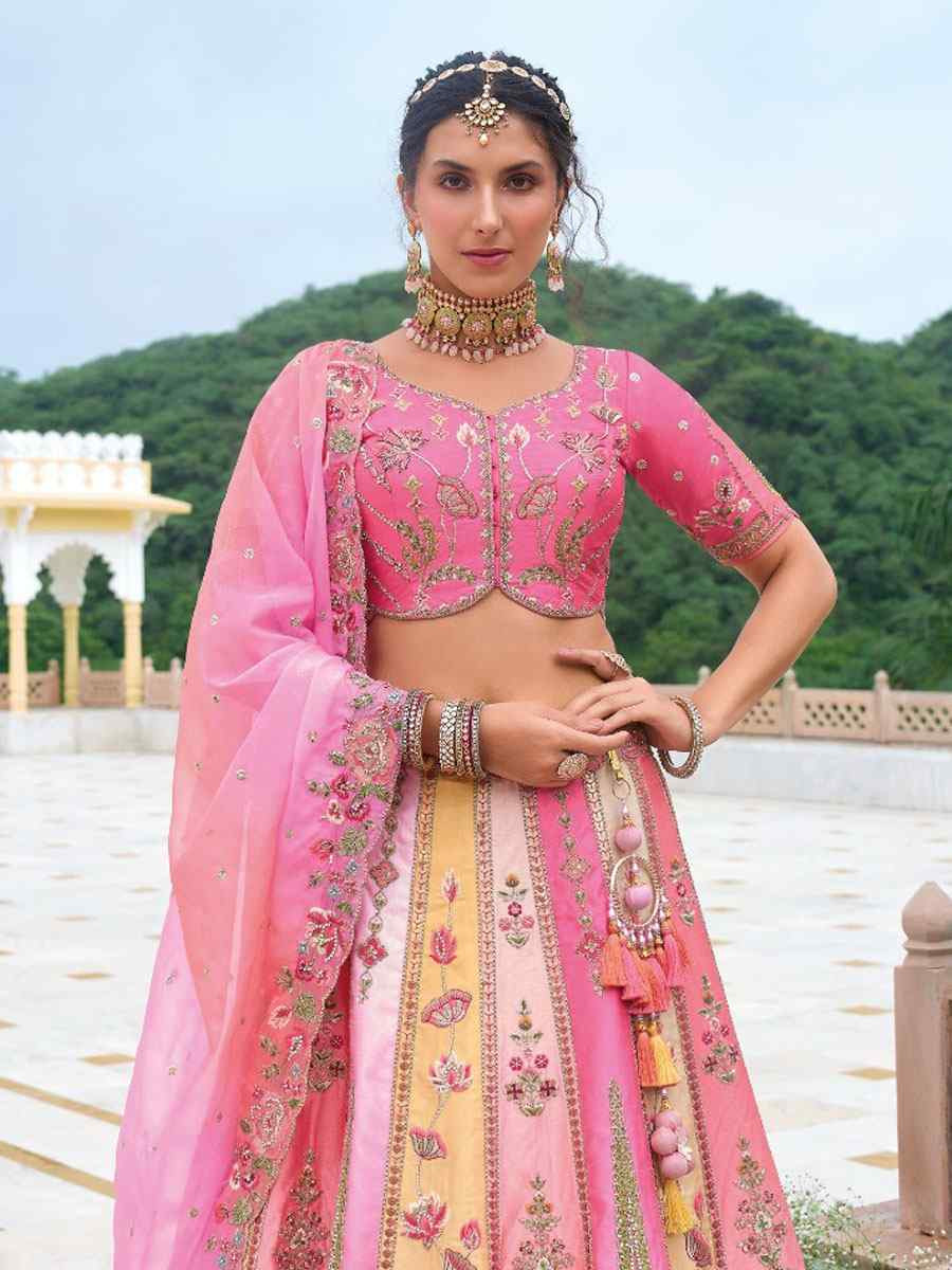 Multi Silk Embroidered Festival Reception Bridal Traditional Heavy Border Lehenga Choli