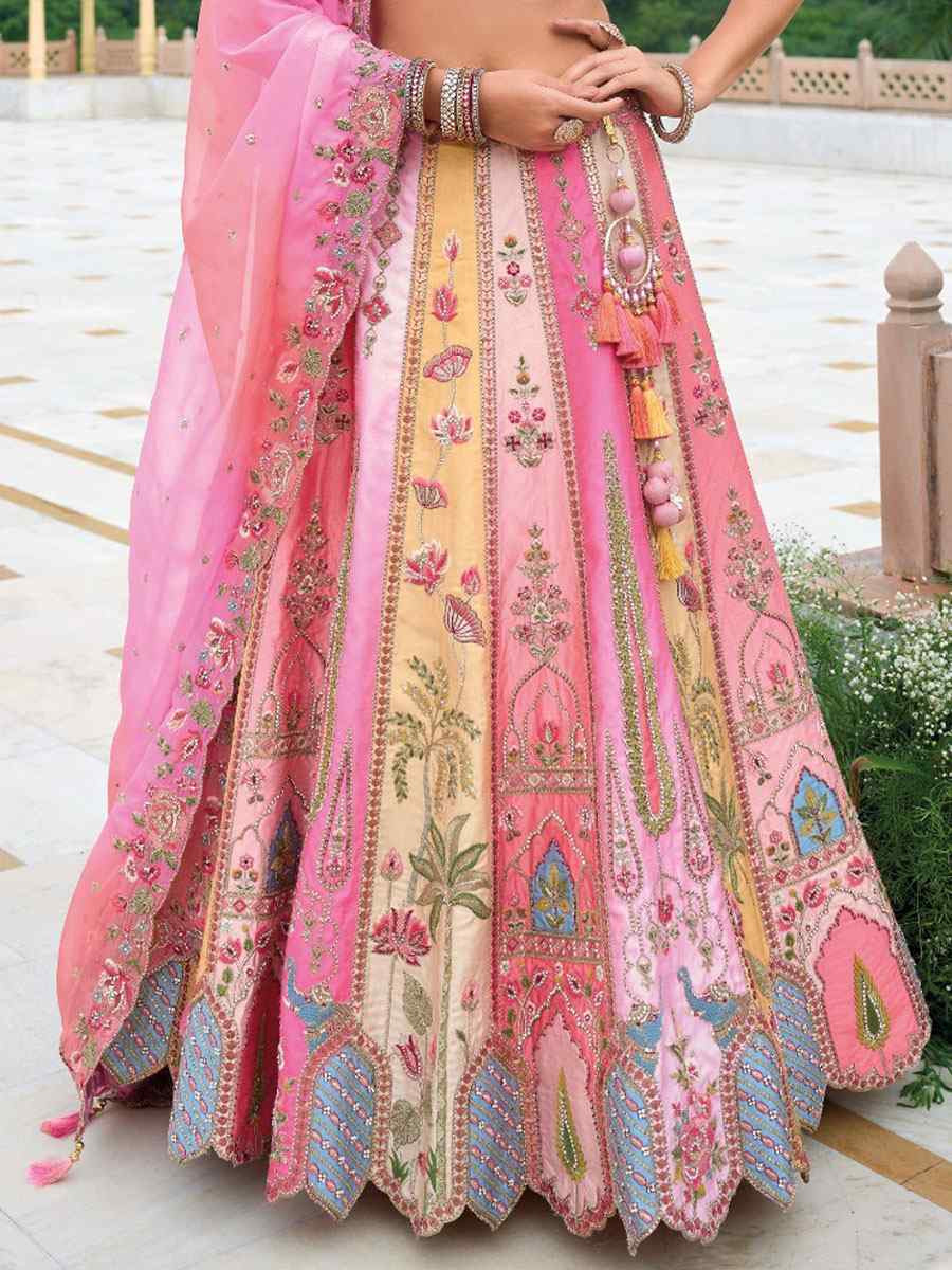 Multi Silk Embroidered Festival Reception Bridal Traditional Heavy Border Lehenga Choli
