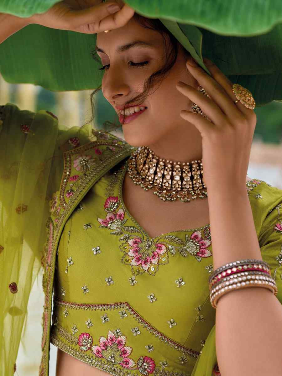 Multi Silk Embroidered Festival Reception Bridal Traditional Heavy Border Lehenga Choli