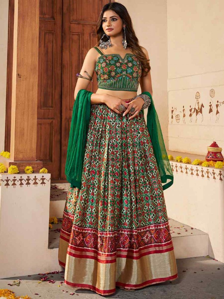 Multi Silk Embroidered Festival Wedding Circular Lehenga Choli