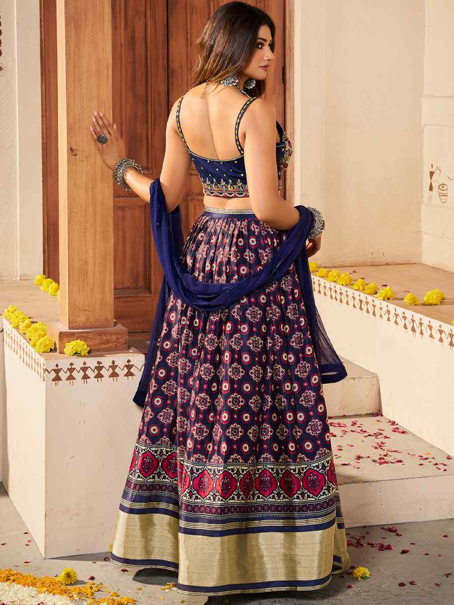 Multi Silk Embroidered Festival Wedding Circular Lehenga Choli