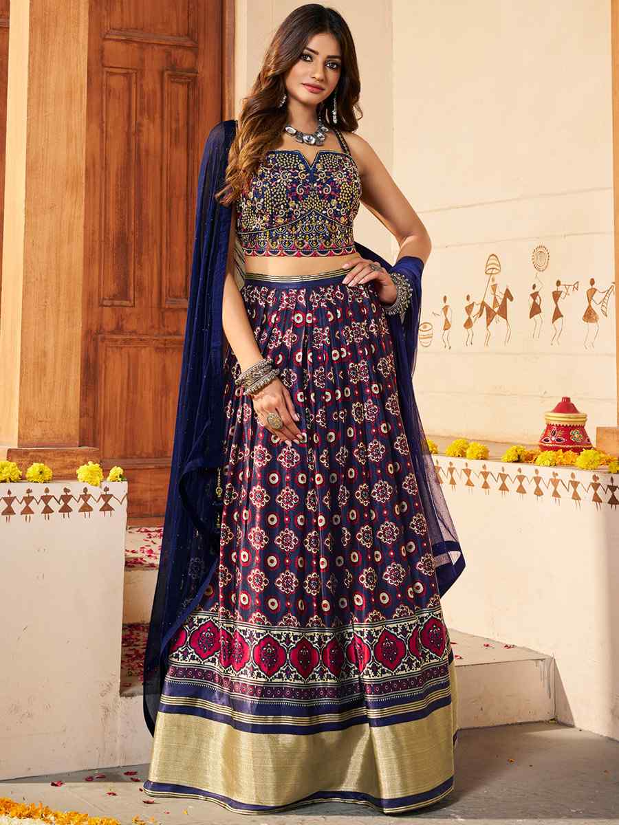 Multi Silk Embroidered Festival Wedding Circular Lehenga Choli
