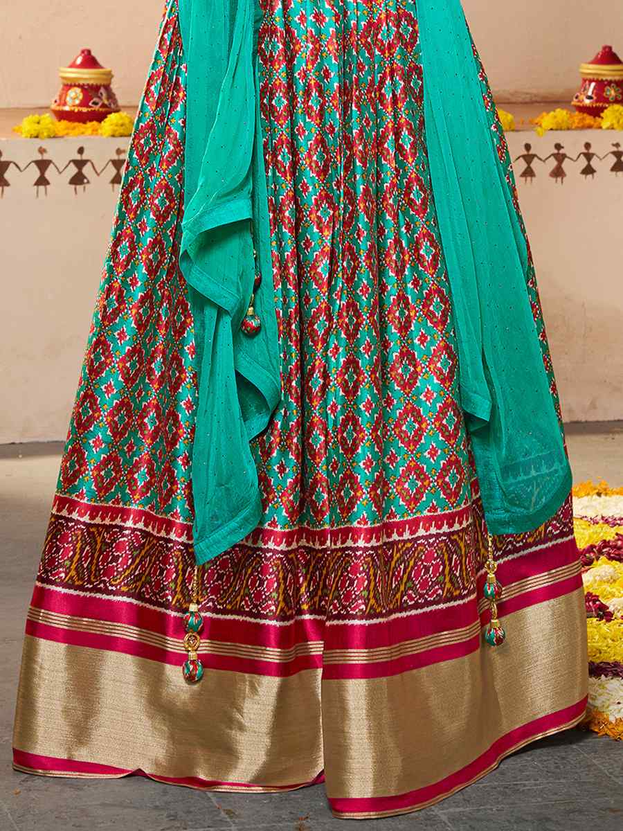 Multi Silk Embroidered Festival Wedding Circular Lehenga Choli