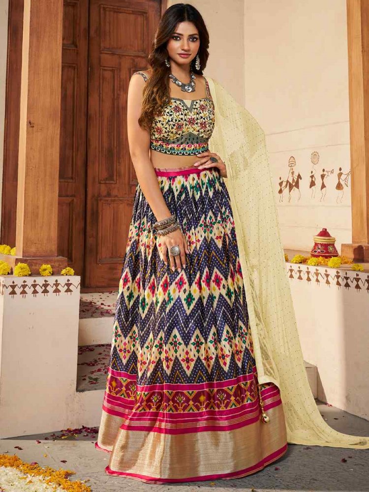 Multi Silk Embroidered Festival Wedding Circular Lehenga Choli