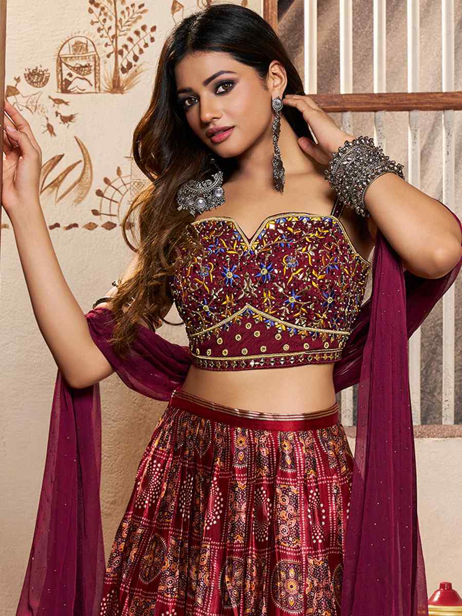 Multi Silk Embroidered Festival Wedding Circular Lehenga Choli