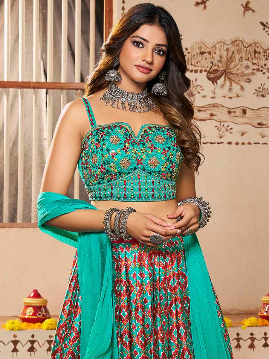 Multi Silk Embroidered Festival Wedding Circular Lehenga Choli