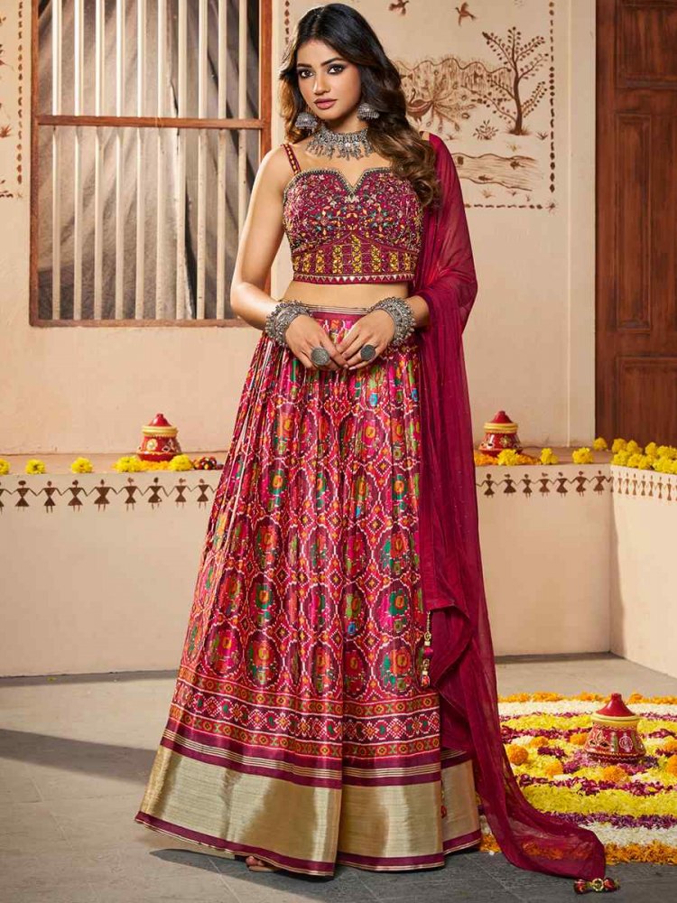 Multi Silk Embroidered Festival Wedding Circular Lehenga Choli