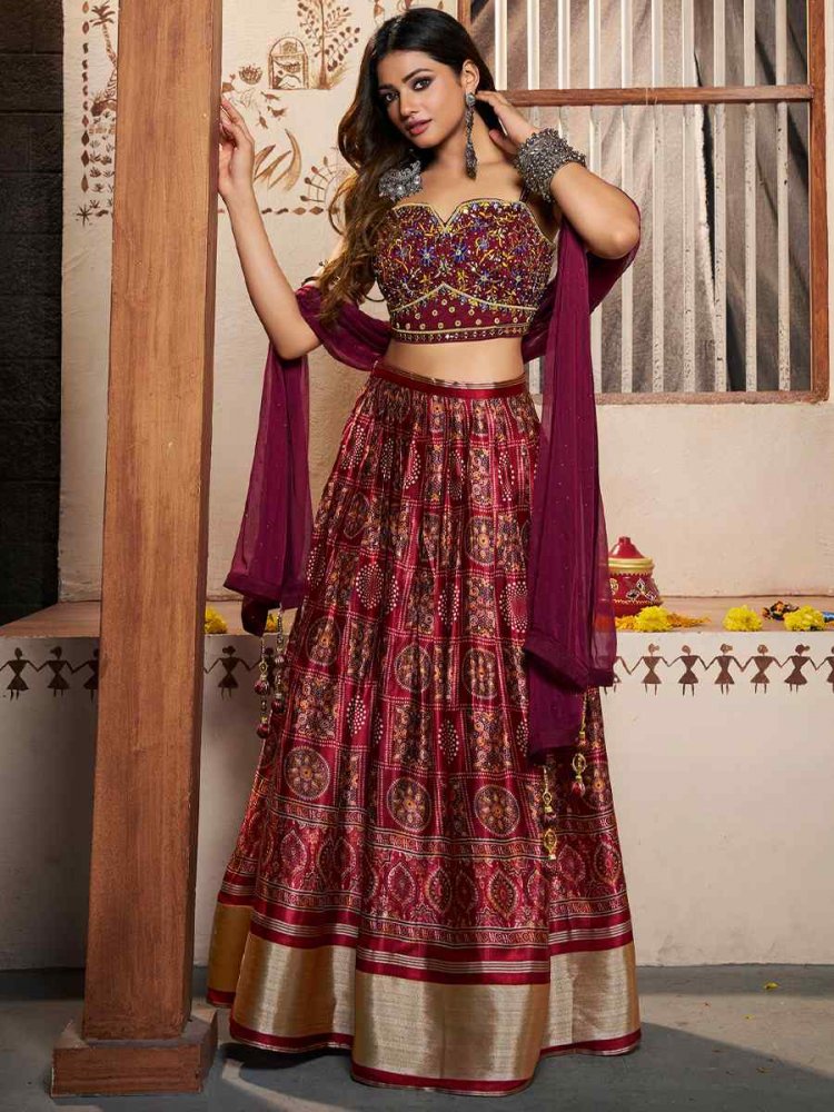 Multi Silk Embroidered Festival Wedding Circular Lehenga Choli