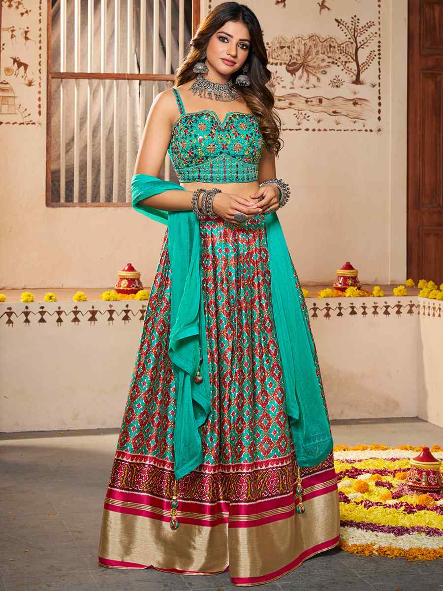 Multi Silk Embroidered Festival Wedding Circular Lehenga Choli