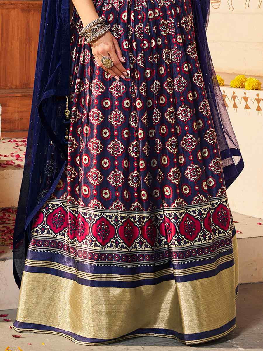 Multi Silk Embroidered Festival Wedding Circular Lehenga Choli