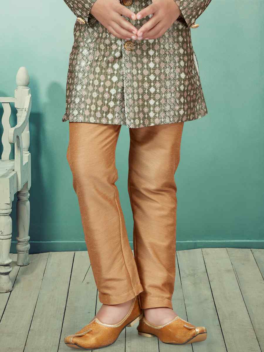 Multi Silk Embroidered Party Festival Kurta Pyjama Boys Wear