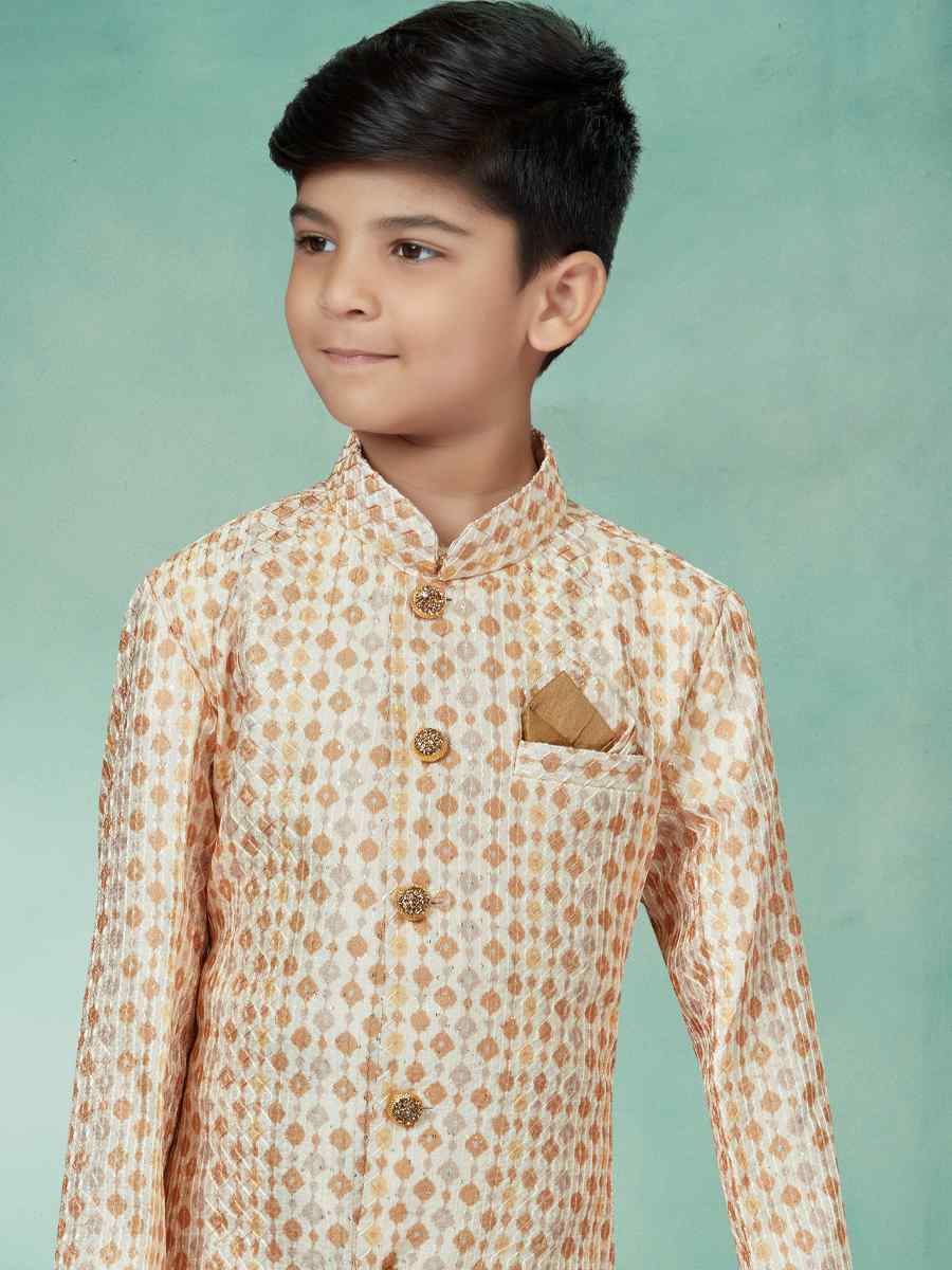 Multi Silk Embroidered Party Festival Kurta Pyjama Boys Wear