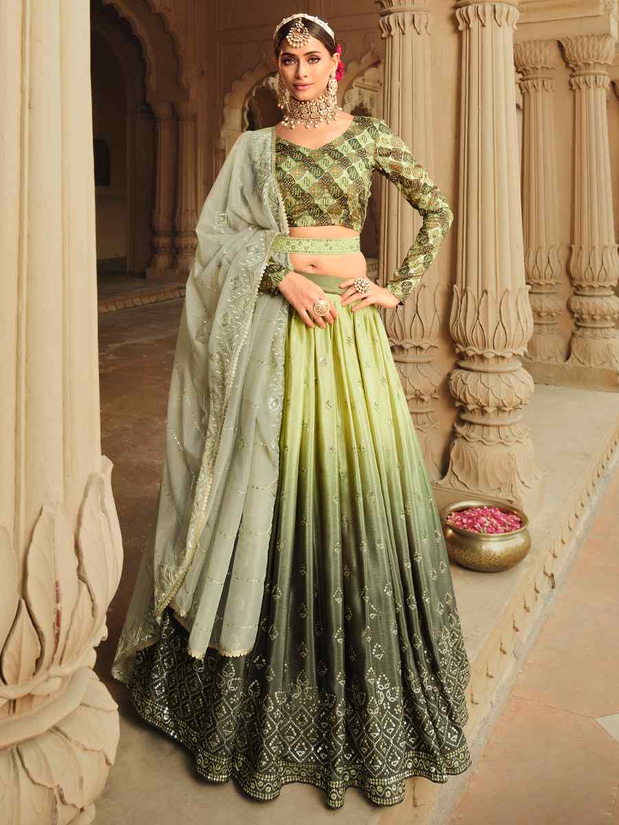 Multi Silk Embroidered Wedding Festival Circular Lehenga Choli