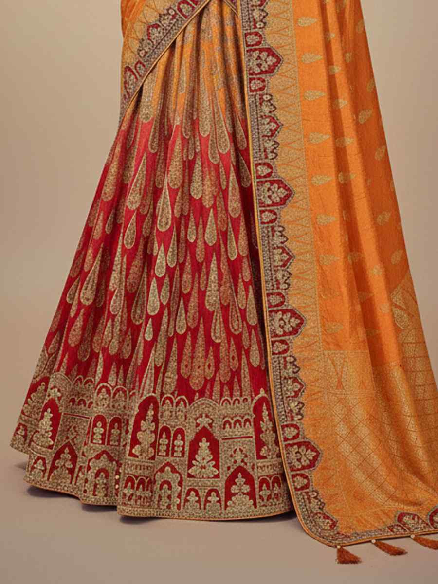 Multi Silk Embroidered Wedding Reception Festival Heavy Border Lehenga Choli