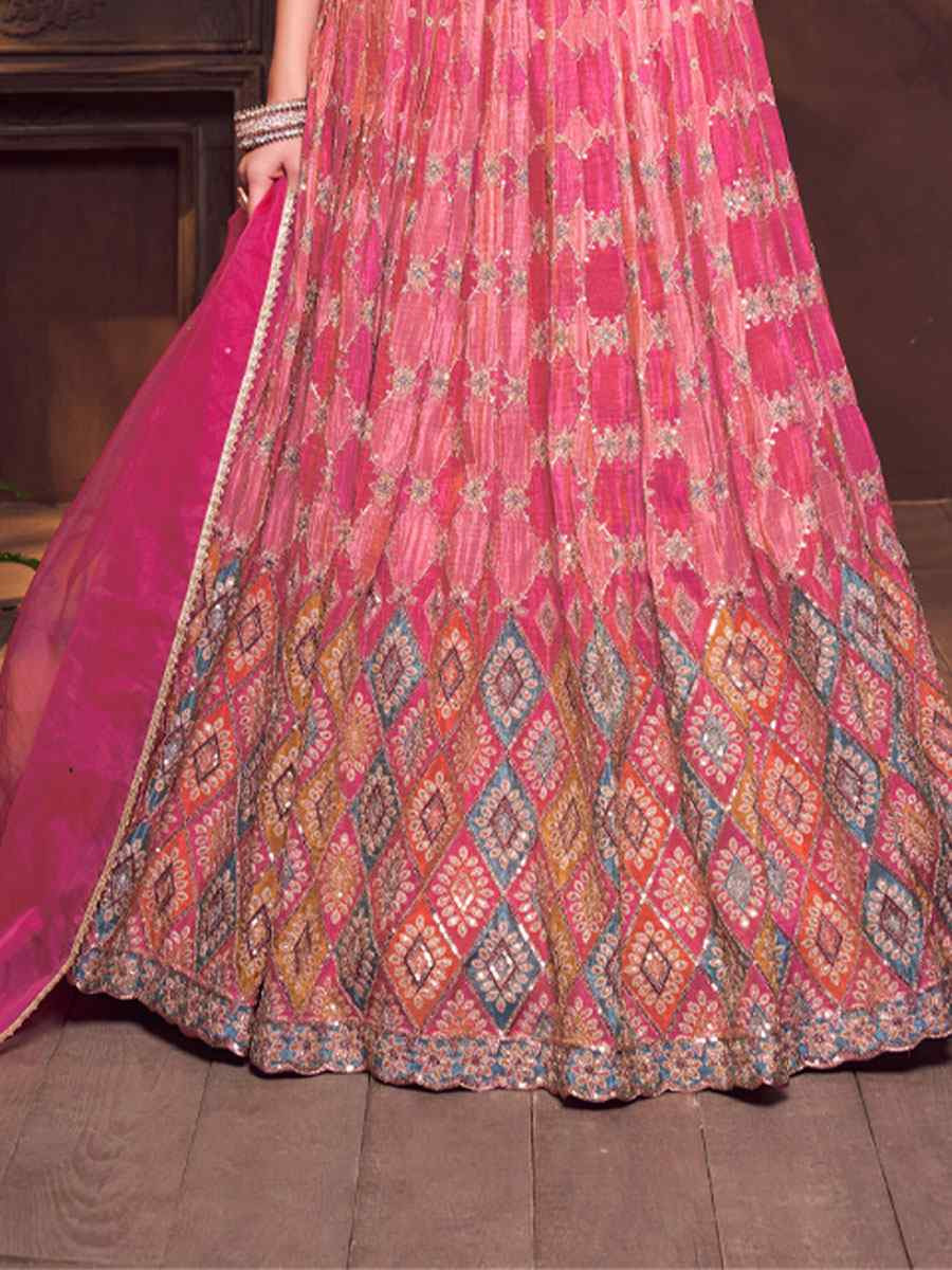 Multi Silk Embroidered Wedding Reception Festival Ready Heavy Border Lehenga Choli