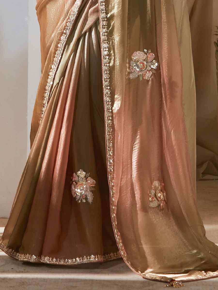 Multi Silk Embroidery Traditional Bridal Reception Festival Wedding Fancy Heavy Border Saree