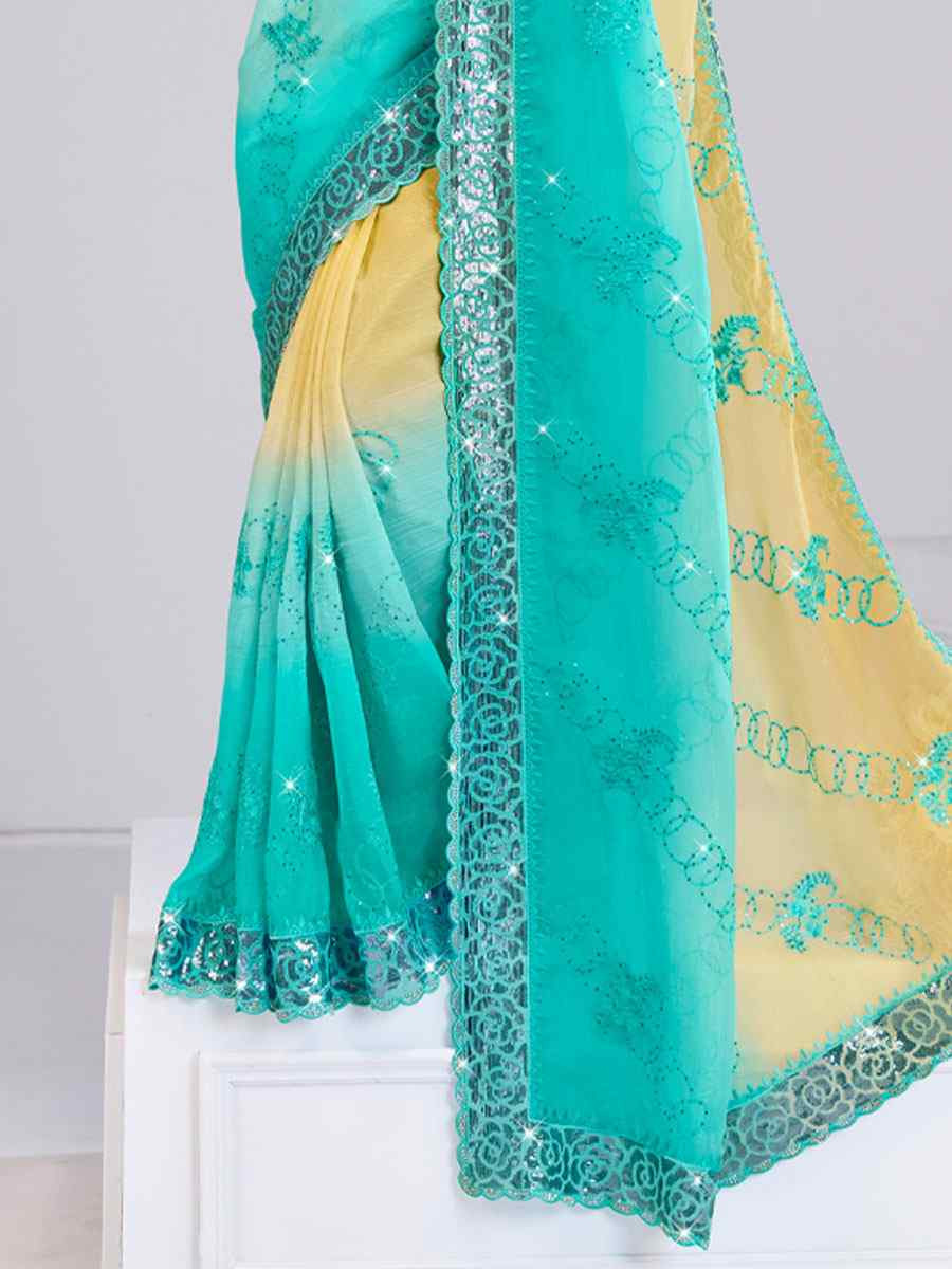 Multi Silk Embroidery Traditional Bridal Reception Festival Wedding Fancy Heavy Border Saree