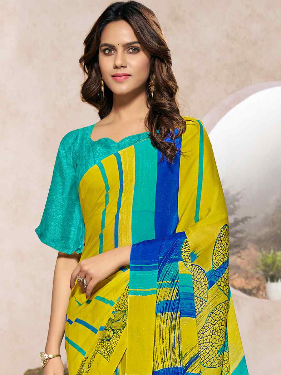Multi Silk Georgette Printed Casual Party Contemporary Saree