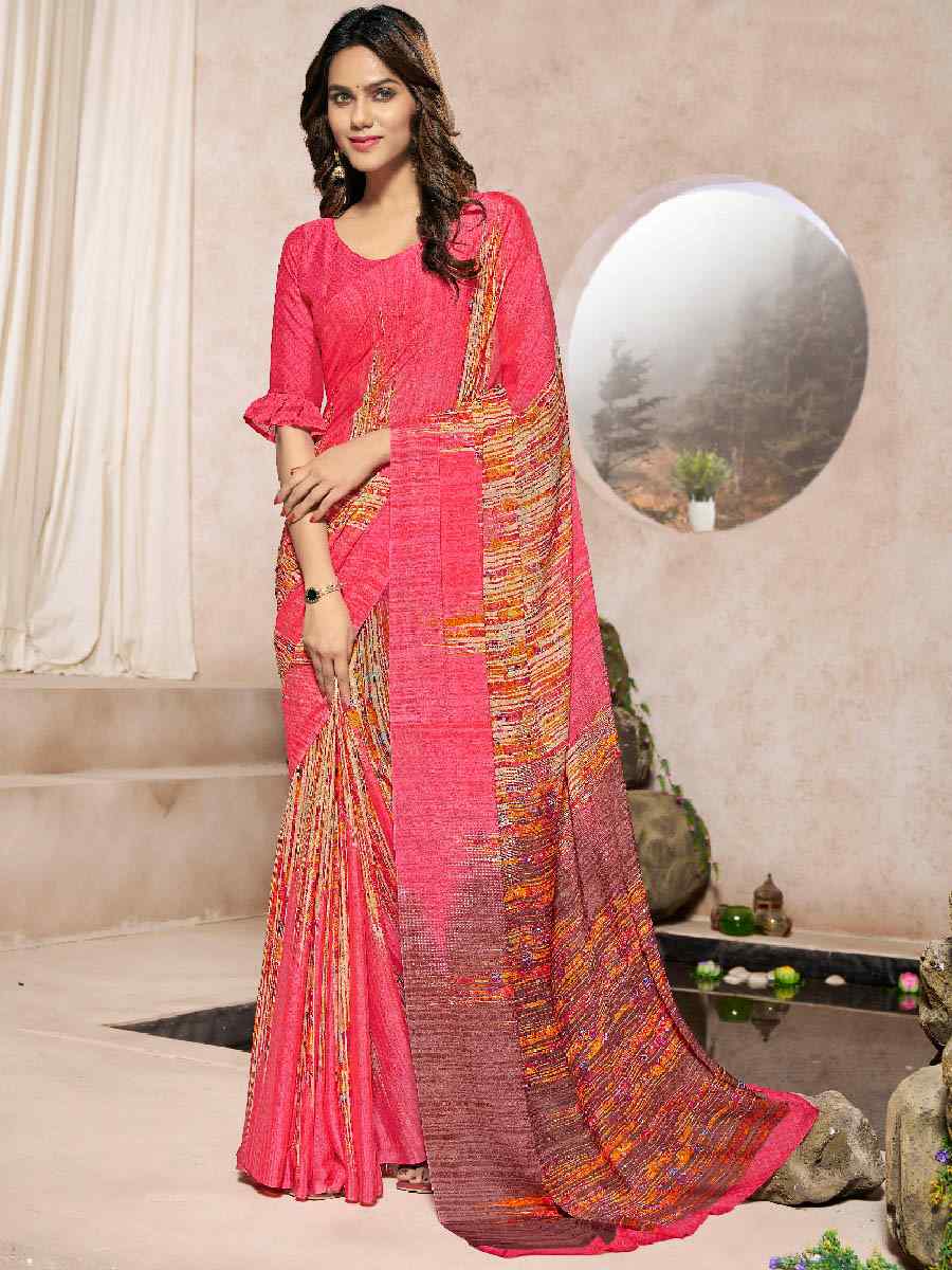 Multi Silk Georgette Printed Casual Party Contemporary Saree