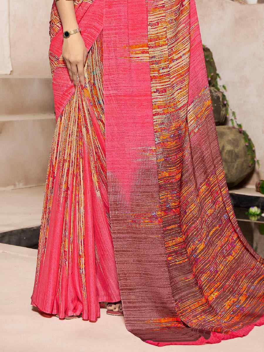 Multi Silk Georgette Printed Casual Party Contemporary Saree