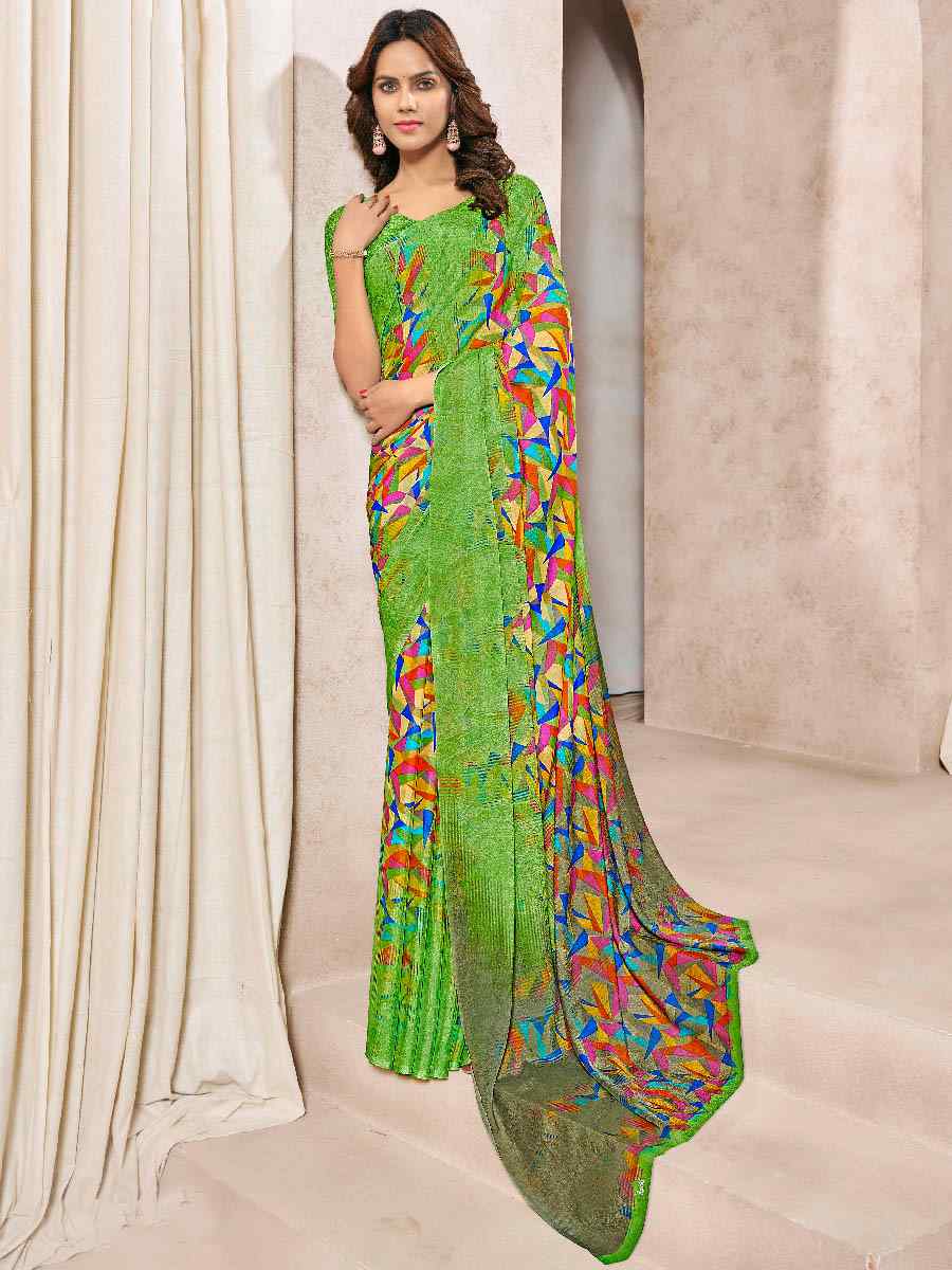 Multi Silk Georgette Printed Casual Party Contemporary Saree
