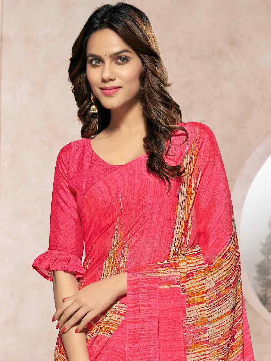 Multi Silk Georgette Printed Casual Party Contemporary Saree