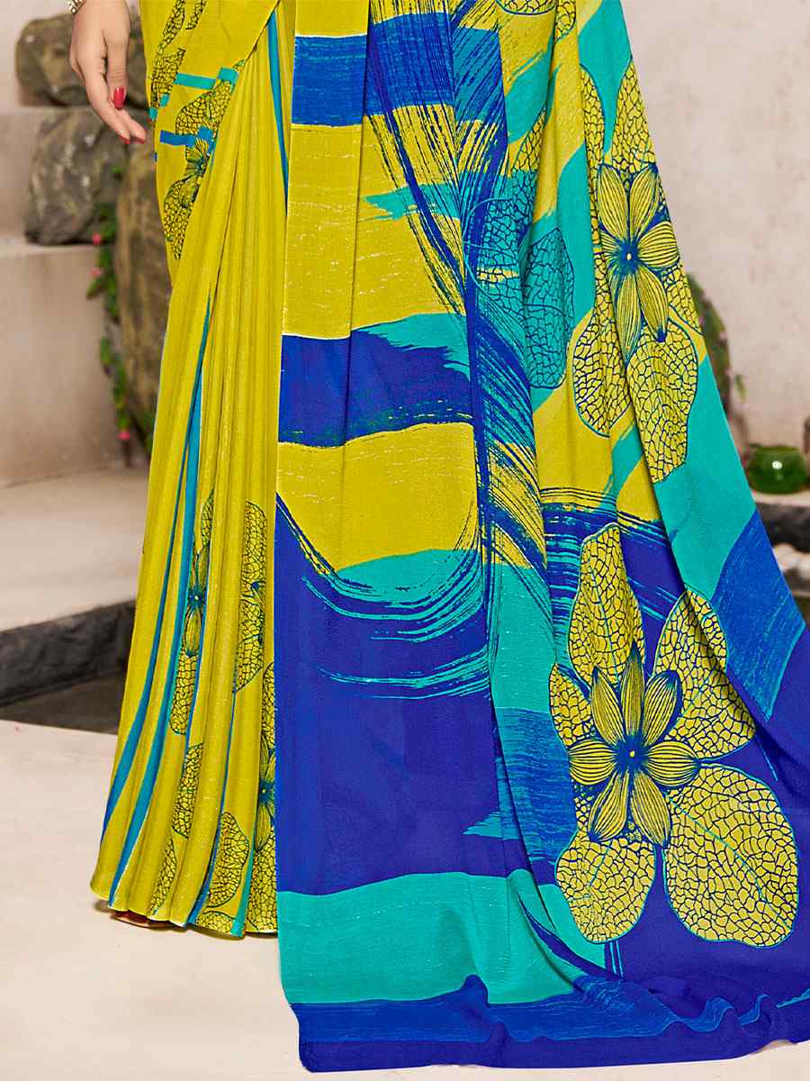 Multi Silk Georgette Printed Casual Party Contemporary Saree