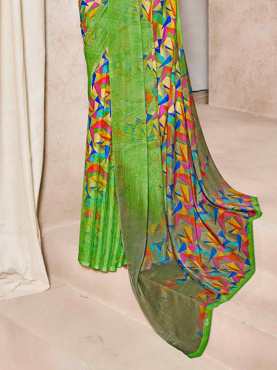 Multi Silk Georgette Printed Casual Party Contemporary Saree