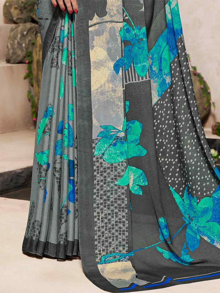 Multi Silk Georgette Printed Casual Party Contemporary Saree