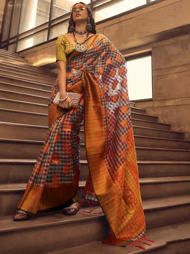Multi Silk Handwoven Casual Festival Classic Style Saree