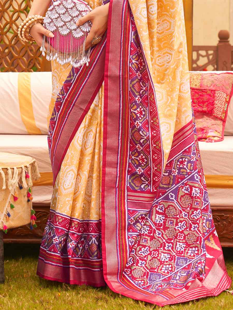 Multi Silk Handwoven Casual Festival Heavy Border Saree