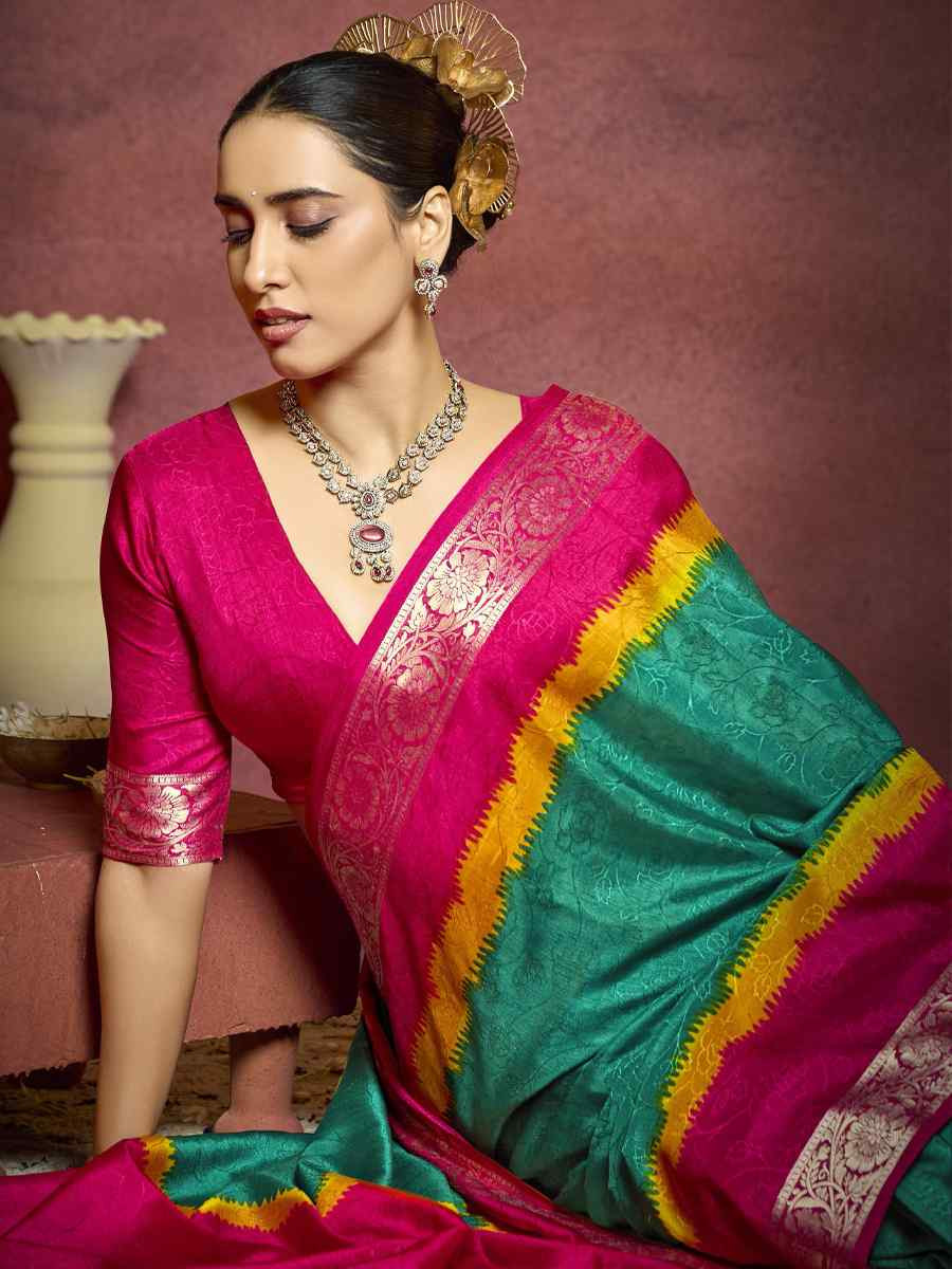 Multi Silk Handwoven Festival Wedding Fancy Heavy Border Saree