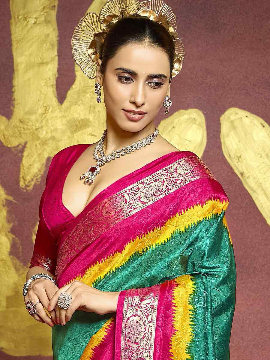 Multi Silk Handwoven Festival Wedding Fancy Heavy Border Saree