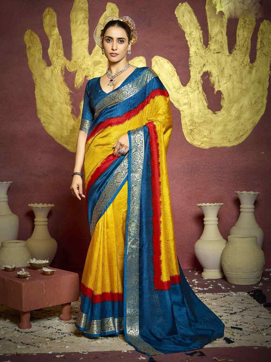 Multi Silk Handwoven Festival Wedding Fancy Heavy Border Saree