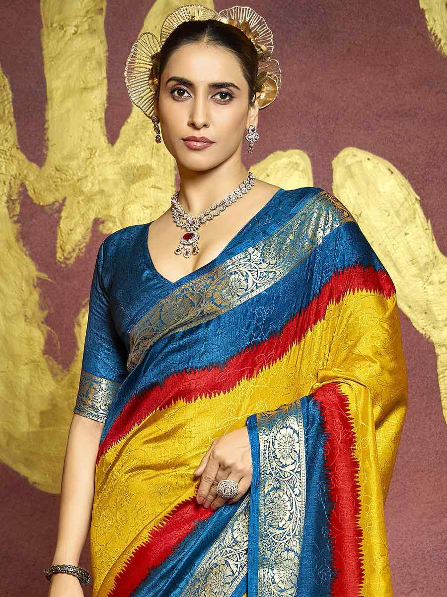 Multi Silk Handwoven Festival Wedding Fancy Heavy Border Saree
