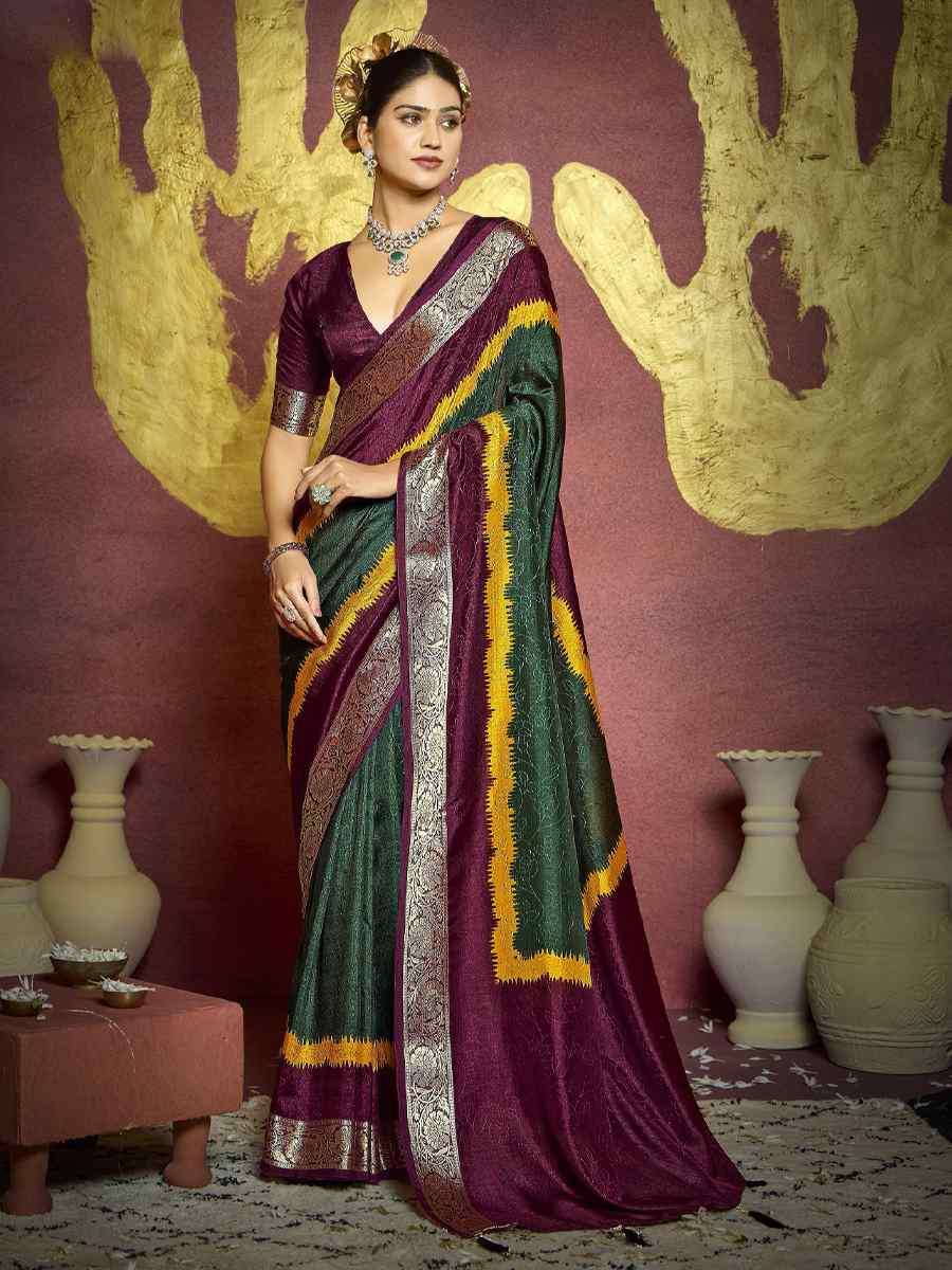Multi Silk Handwoven Festival Wedding Fancy Heavy Border Saree
