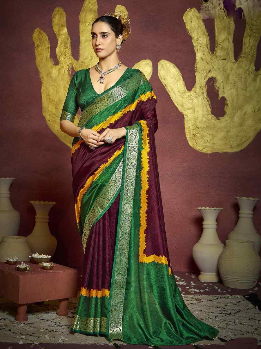 Multi Silk Handwoven Festival Wedding Fancy Heavy Border Saree
