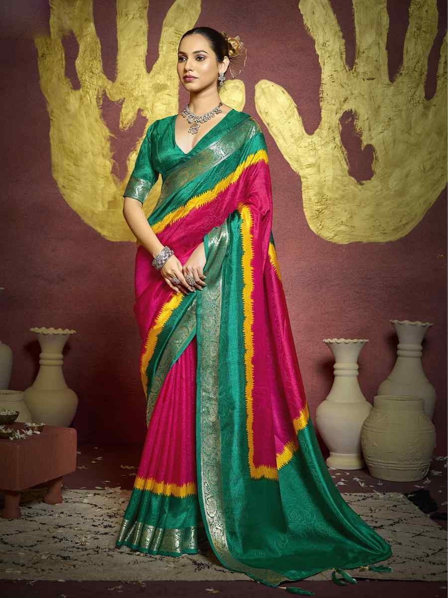 Multi Silk Handwoven Festival Wedding Fancy Heavy Border Saree