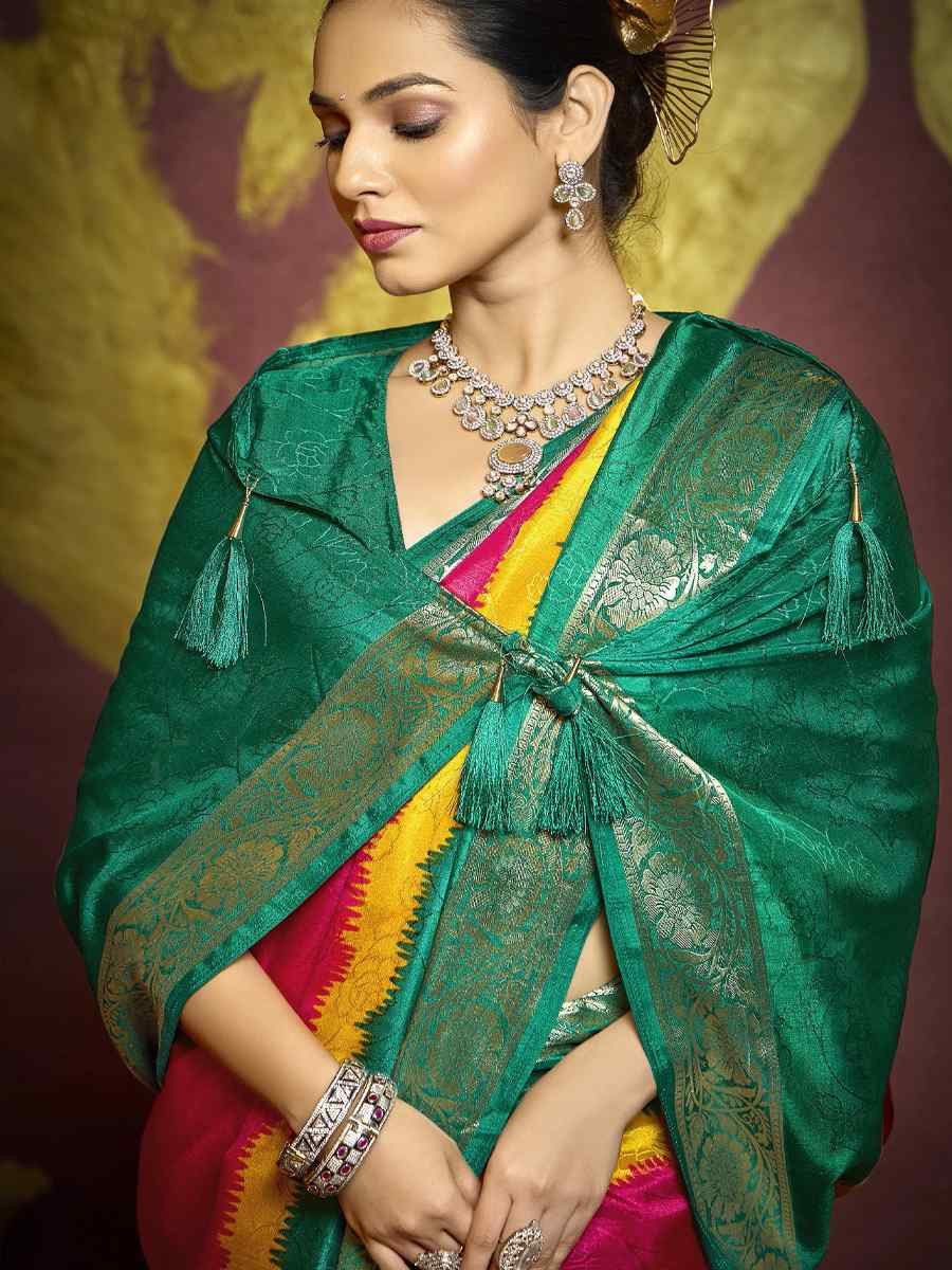 Multi Silk Handwoven Festival Wedding Fancy Heavy Border Saree